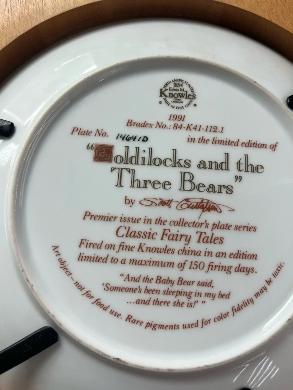 Knowles collector plate